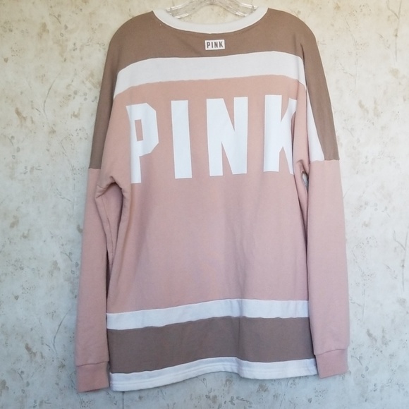 Pink women's long sleeves sweatshirt pullover top - Picture 2 of 6